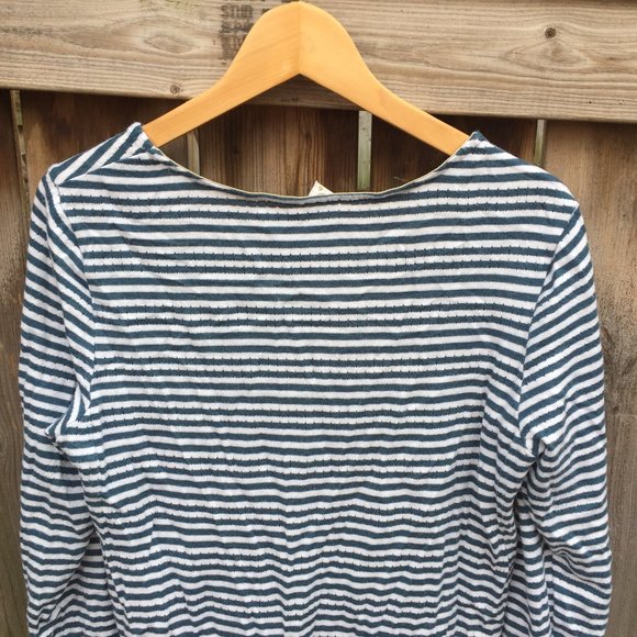 Akemi + Kin (Anthro) Sylvie Pointelle blue white striped top - size S - Picture 6 of 8
